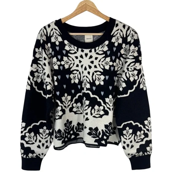 Anthropologie Maeve Crop Crew Neck Sweater